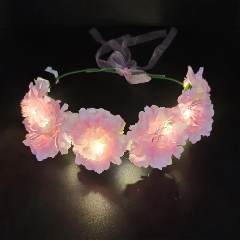 

Headdress Luminous Garland Imitation Flower Hair Band Accessories Forest Bridesmaid Wedding Party Headwear Luminous LED Headband