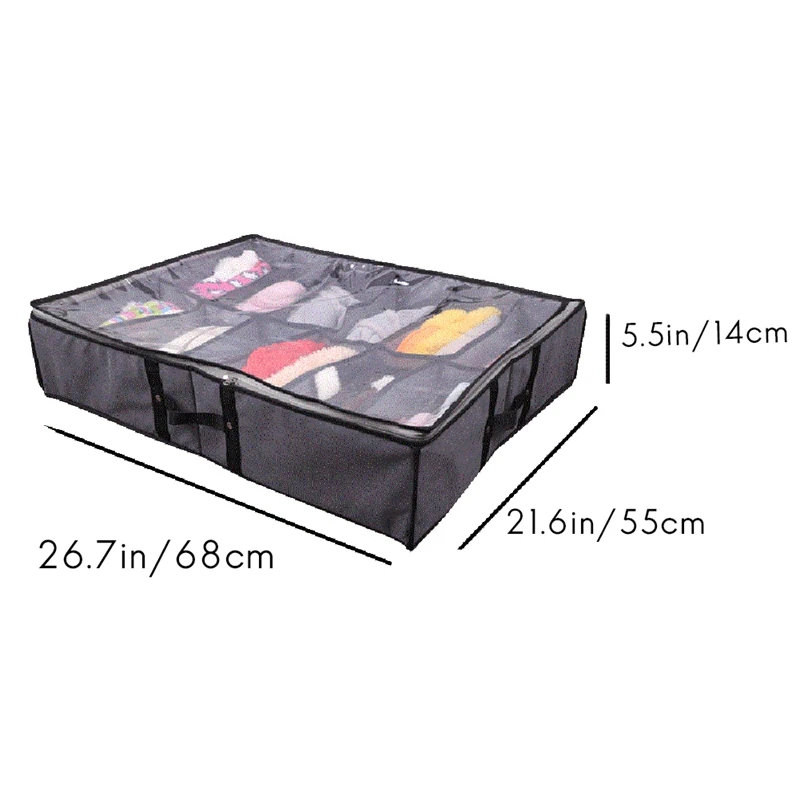 

Under Bed Shoe Storage Organizer Set Of 2,Shoes Storage Solution With Clear Window, Breathable,Foldable Shoes Storage