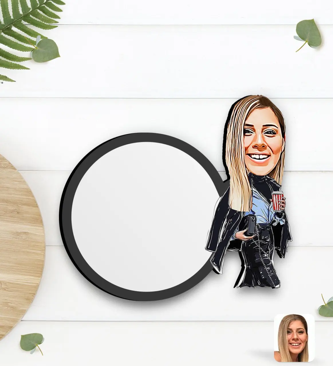 

Personalized Fashion Icon Caricature Of Wood Cup Altlığı-4
