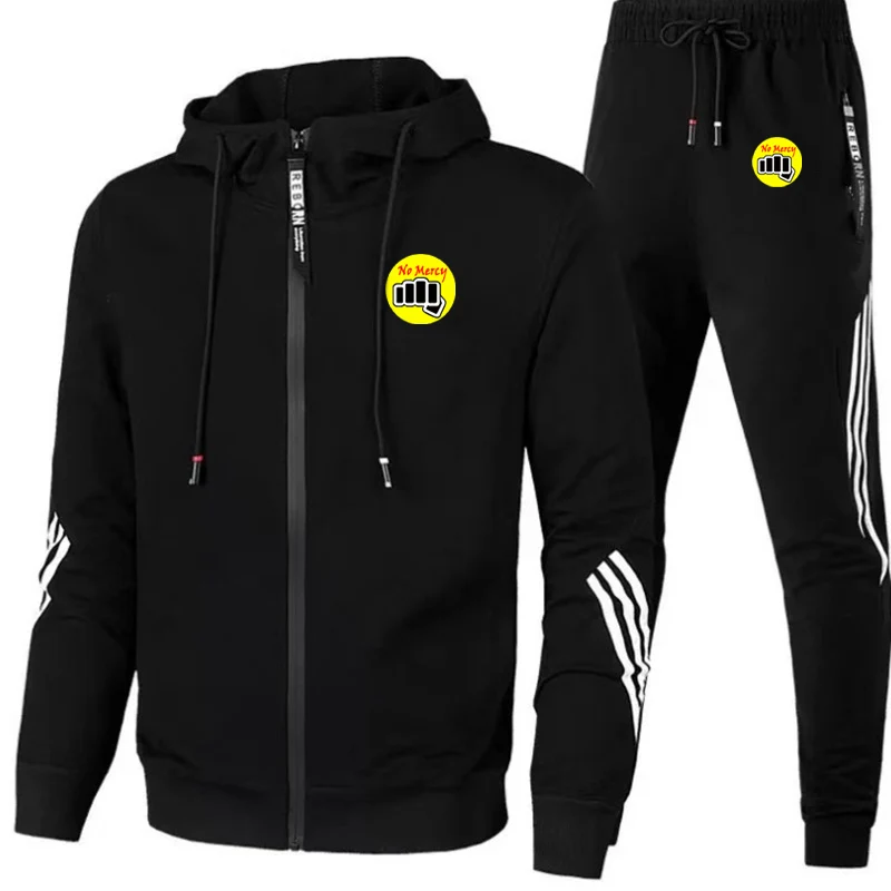 

2022 Cobra Kai No Mercy Strike First Strike Hard Mens 2Piece Set Tracksuit Printing SweatshirtPants Sportwear Suits