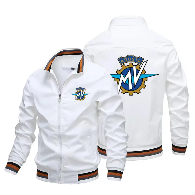 

Men's New Fashion Solid Color Printing Logo Men's Jacket Bomber Jacket Trend Versatile Stand Collar Jacket
