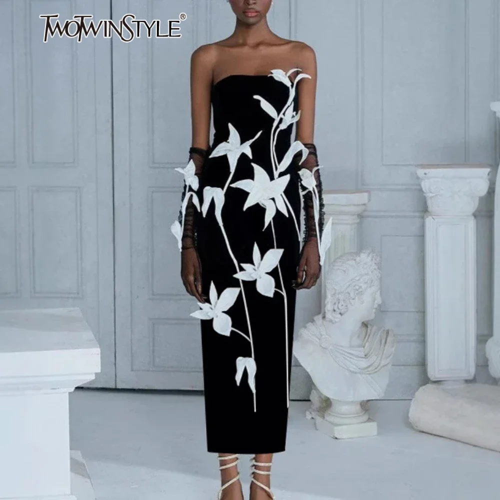 TWOTWINSTYLE однотонные утягивающие темпераментные платья миди для женщин без