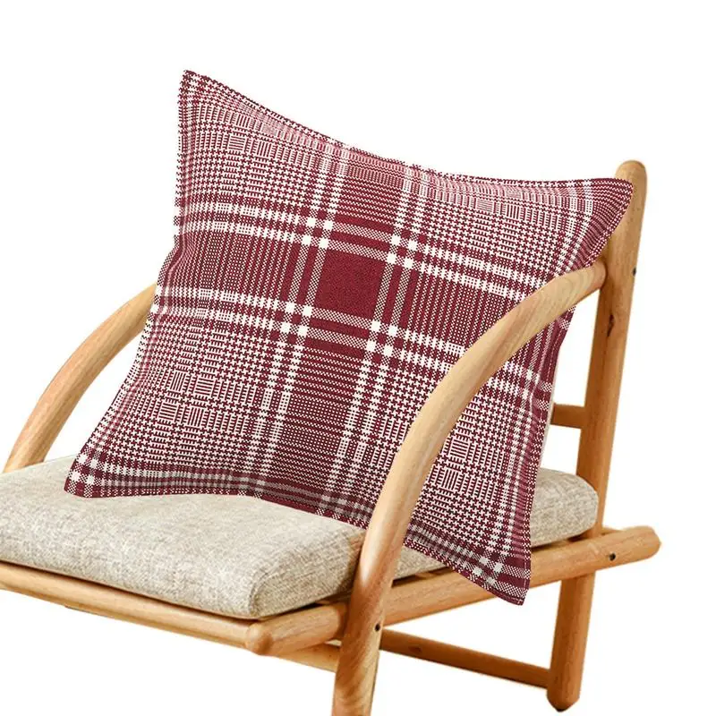 

Квадратные клетчатые наволочки, льняной тканый чехол для подушки, тканая наволочка для дома вечерние, офиса и улицы, мягкое украшение