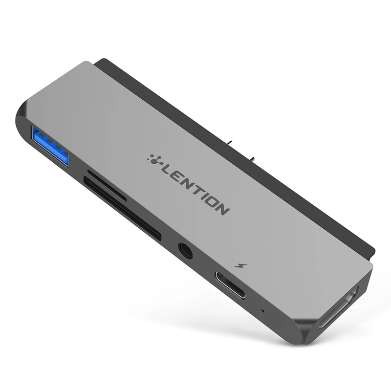 

Многопортовый концентратор LENTION USB C для iPad Pro 11/12, 9, с 4K, USB 3,0, считывателем карт SD/Micro SD, питанием и 3,5 мм Aux