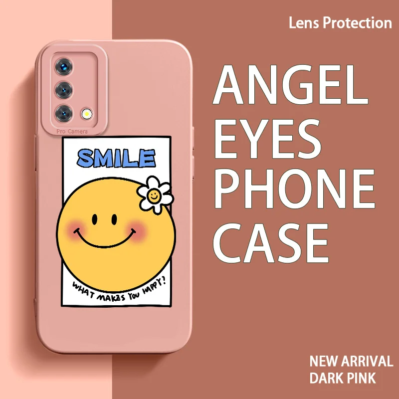 

Case for OPPO A74 F19 F19s A11 A11X A74 A76 A92 A9 2020 A93 A94 A95 4G Reno4 F Reno5 6 Lite Round Smile Cover Witty Smiling Face