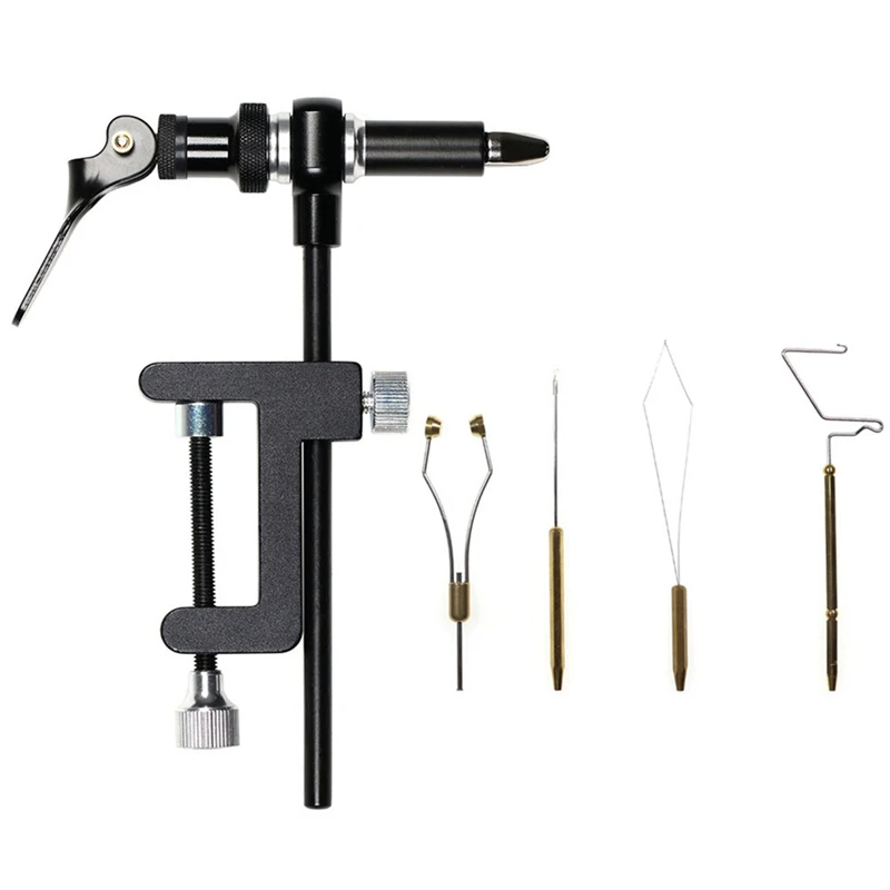 

Fishing Repair Tools C-Clamp Tying Vise Hardened Jaw Rotating Hook Tools Tying Thread Bobbin Holder Kit
