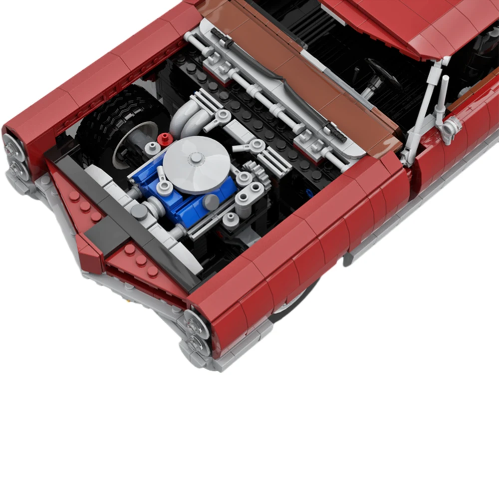 MOC Pontiac Bonneville 1966 темно-красные автомобильные кирпичи модель гоночный ретро