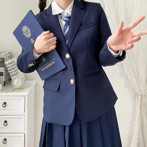 Imported Korean School Uniform Navy Blue Blazer Japanese High School Uniform Coat Suit School Clothes Girl St