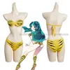 Anime Urusei Yatsura Lum Invader Cosplay Costume Wig Tiger-striped Bikini Swimsuit Yellow Swimwear Legging Women Ataru Moroboshi 2