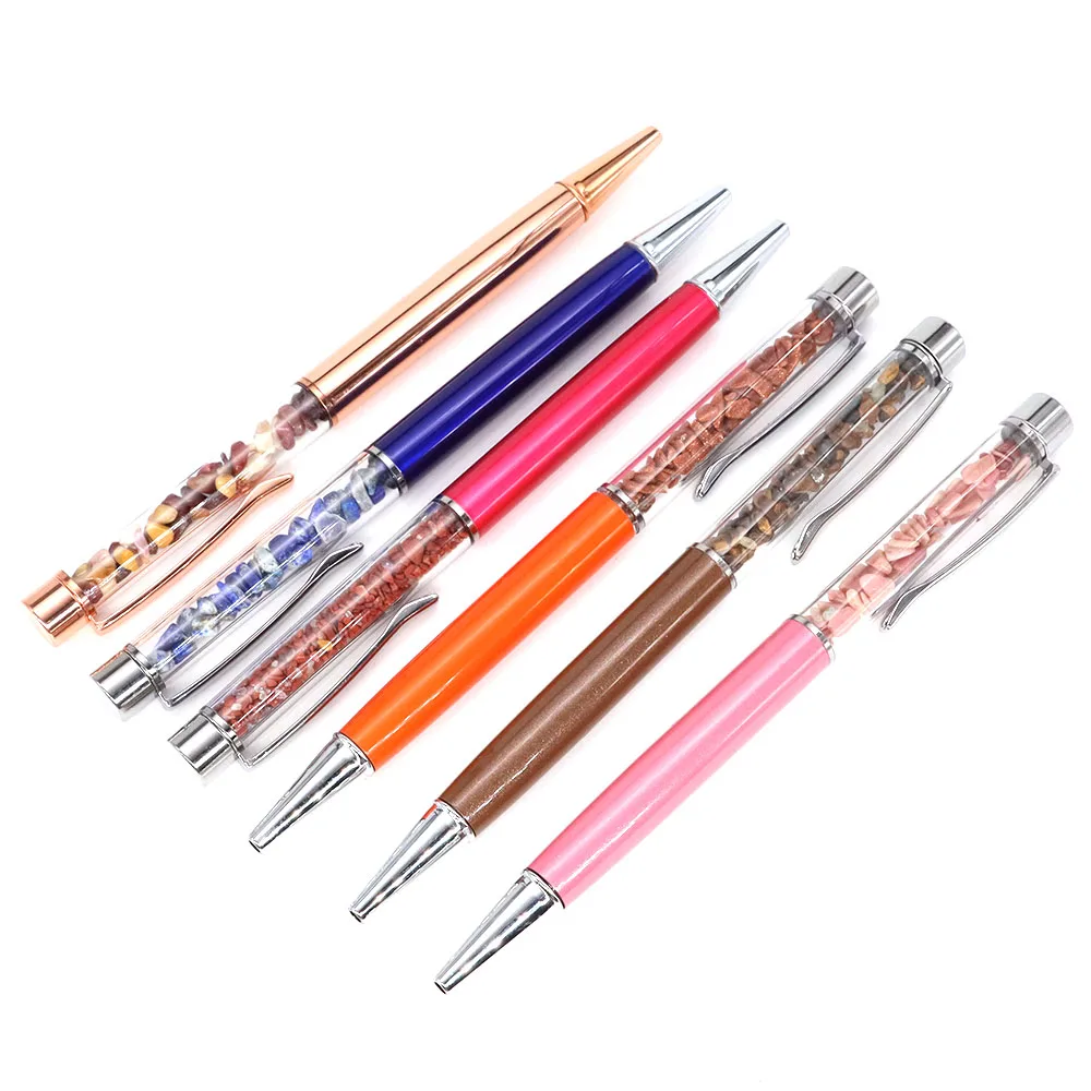 

Crystal Ballpoint Pen Natural Stone Healing Energy Gravel Ballpen Student Stationery Office School Supplies Christmas Gifts