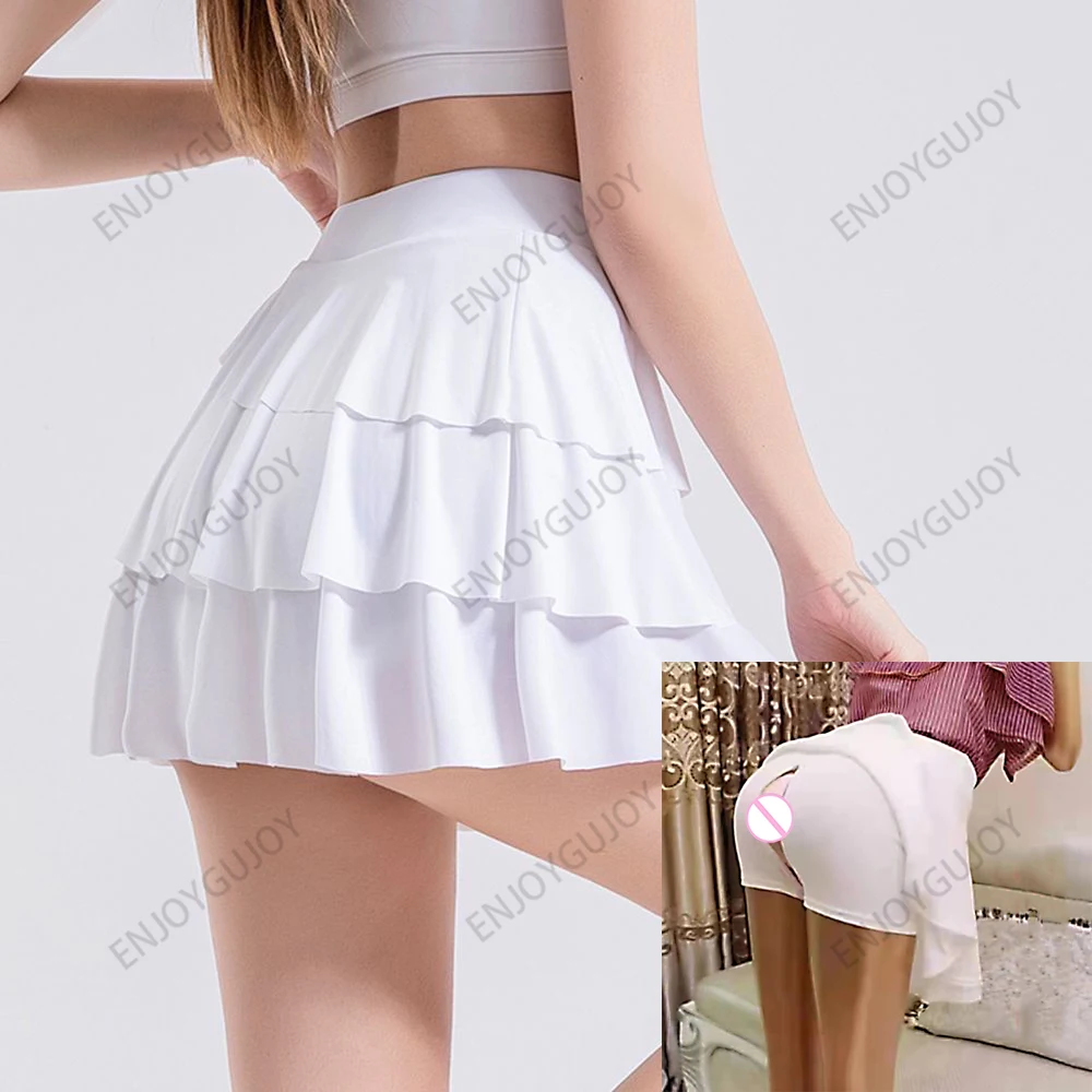 

Invisible Open Crotch Outdoor Sex High Waisted Short Micro Skirt for Women Running Joggers Fitness Yoga Skort Tennis Mini Skirt