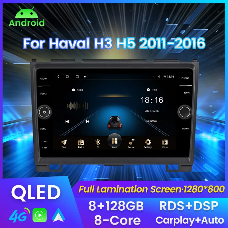 Автомагнитола 2 din мультимедийный проигрыватель для Haval Hover Great Wall H3 H5 2013-2018 Carplay
