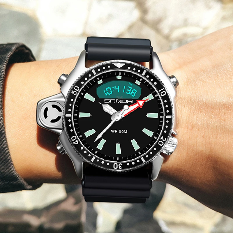 Sanda Fashion Sport Men's Watch Casual Style Watches Men Military Quartz Wristwatch Diver S Shock Man Relogio Masculino