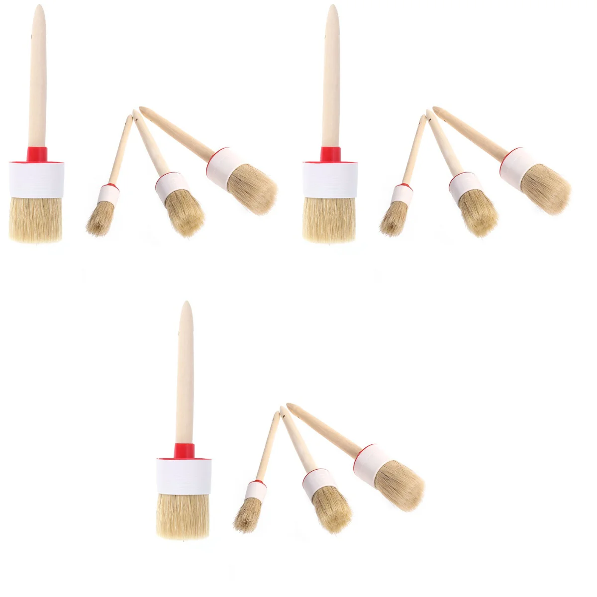 

12 PCS Round Head Wood Handle Cleaning Brush Natural Boar Hair Detail Brush for Wheel