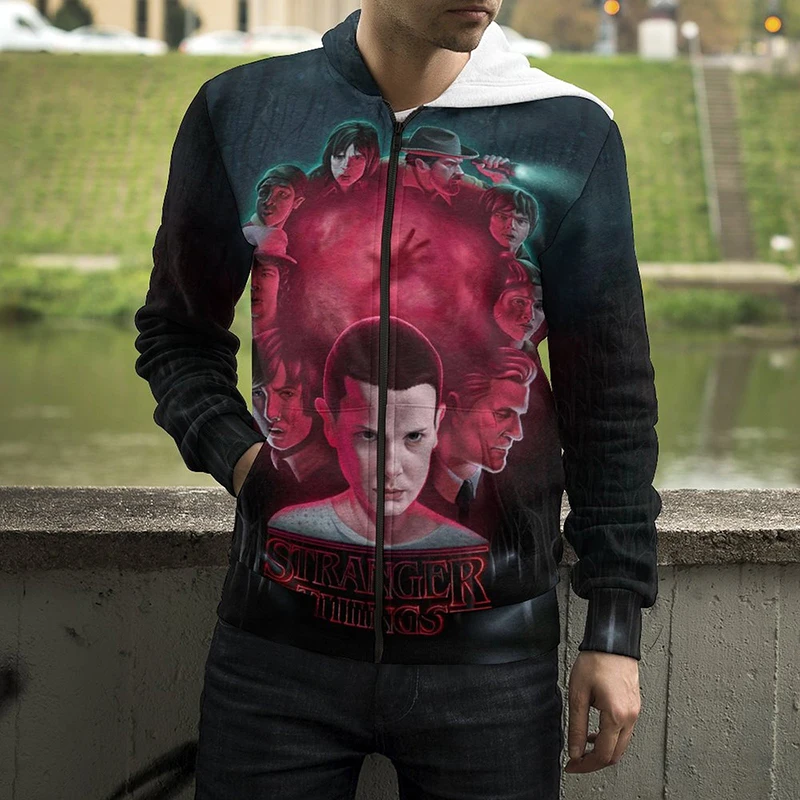 

New Stranger Things 3D Print Fashion Zip Up Hoodie Men Women Casual Long Sleeve Cool Boy Girl Kids Spring Cartoon Zip Hoodie Top