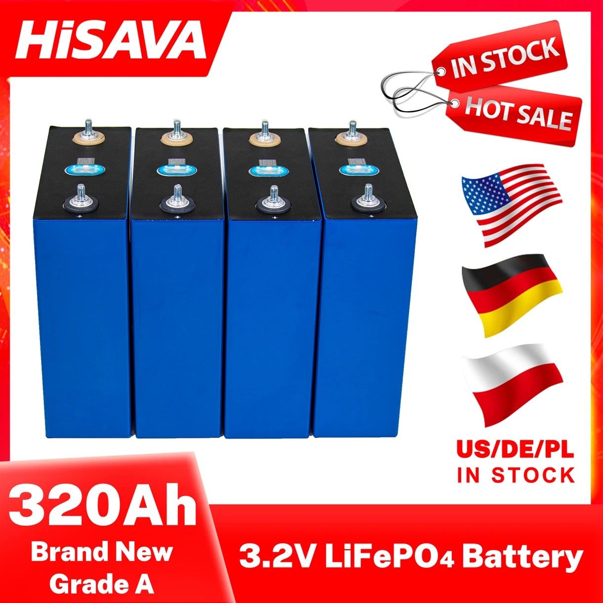 

3.2V 320AH Cells Brand New 48V LiFePO4 280AH Battery 310AH Grade A 12V 24V Rechargeable Battery Pack EU US Tax Free with Busbars