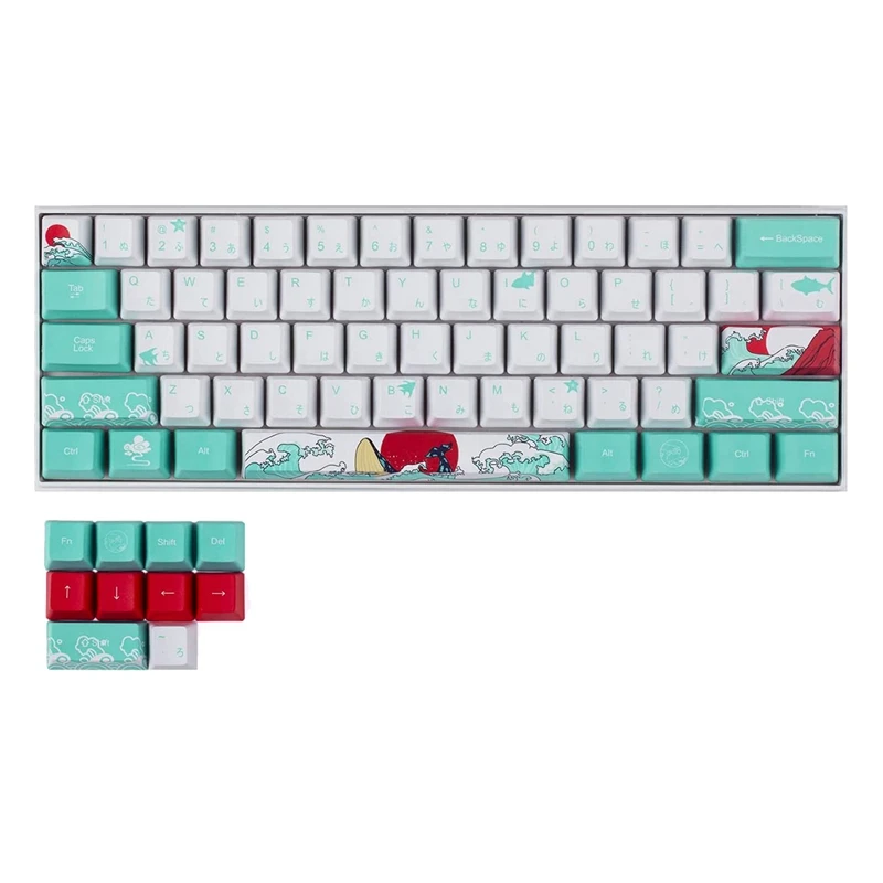 

Набор колпачков для клавиш 60% PBT, для MX Switch, Механическая игровая клавиатура GK61 64 (Коралловое море, Япония)