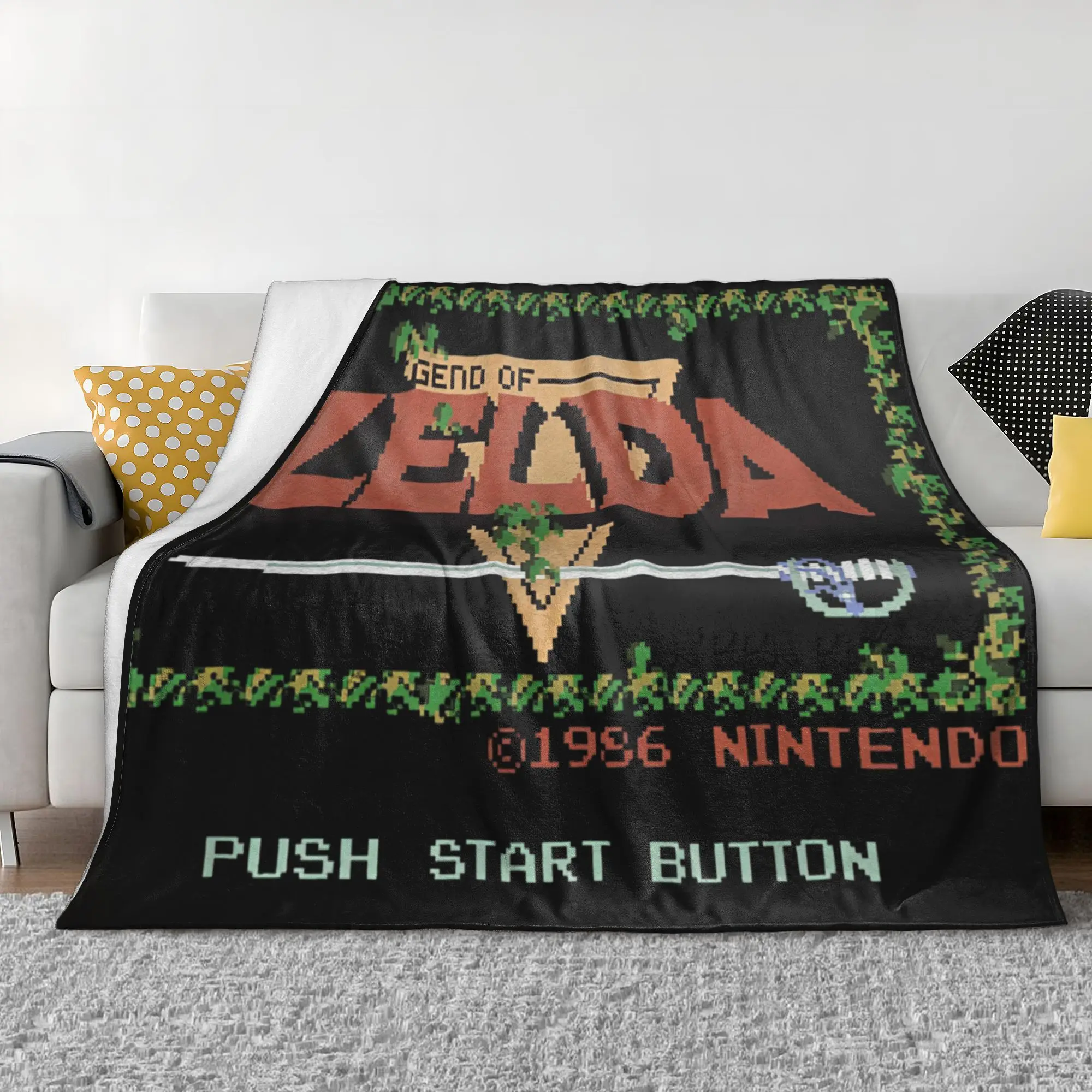 Фото Z-Zelda Legends фланелевое одеяло классическое NES название экрана на заказ пледы диван постельное белье гостиная 150*125 см плюшевое тонкое одеяло №2