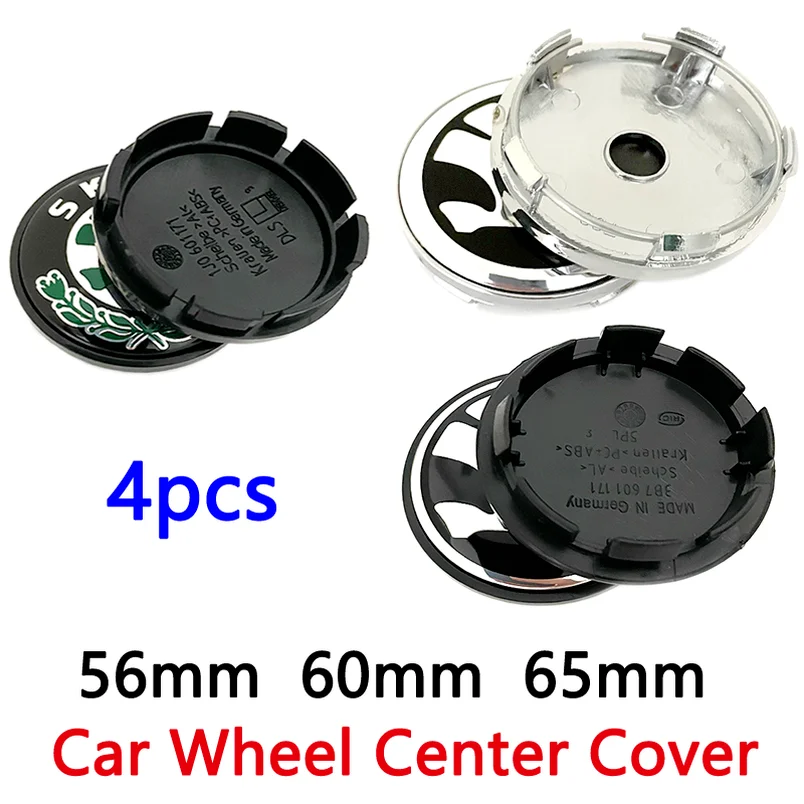 

4pcs 56 60 65 MM Wheel Hub Center Caps Rim Cover Car Badge Logo Emblem For Rapid Roomster Superb 2 MK2 Fabia Yeti a5 a7 Octavia