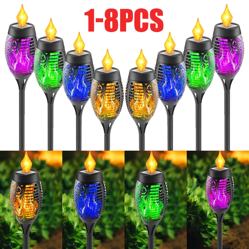 

1/2/4/6/8pcs 12LED Solar Flame Torch Lights Flickering Light Waterproof IP65 Outdoor Lawn Path Yard Patio Lamps Garden Decor
