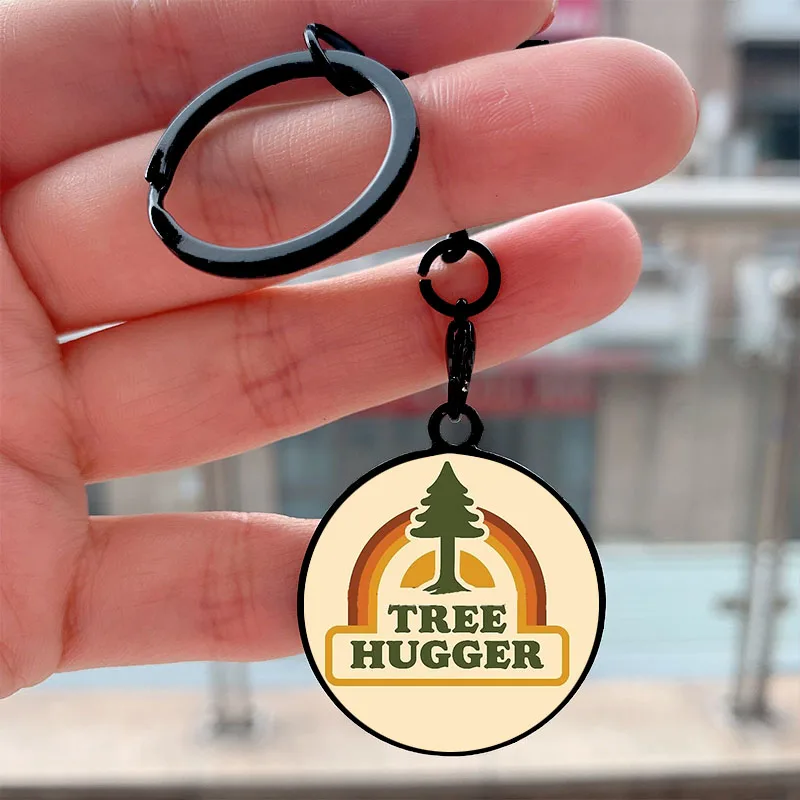 

Fashion Retro Tree Hugger Cool Key Tag Motorcycles Cars Backpack Chaveiro Keychain For Friends Key Ring Gifts Accessories