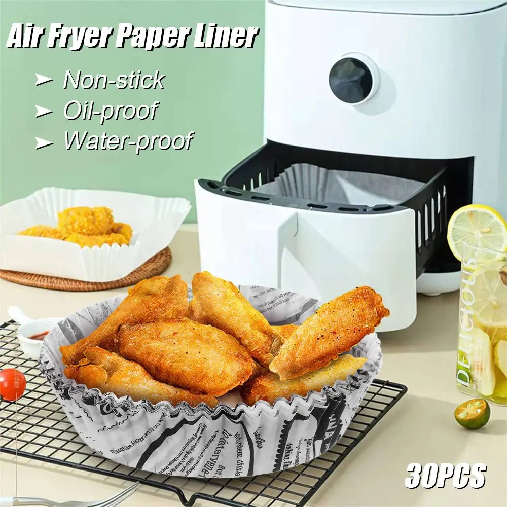 

30PCS Water-proof Non-stick Microwave Air Fryer Supplies Fryer Liners Food Grade Parchment Baking Paper Baking