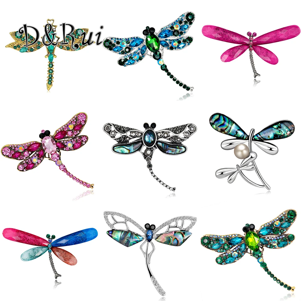 

D&Rui New Rhinestone Women's Stylish Dragonfly Brooches Luxury Zircon Aesthetic Animal Jewelry Gift Pins Party Women Brooch