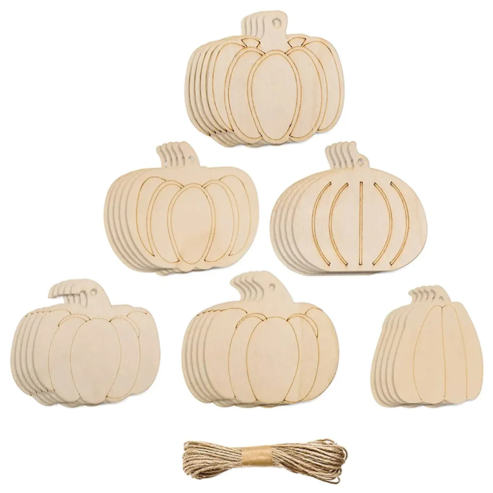 

Halloween Decorations Graffiti Accessory Unfinished Pumpkin Wooden Chips Convenient Shapes Crafts Portable Slices Painting