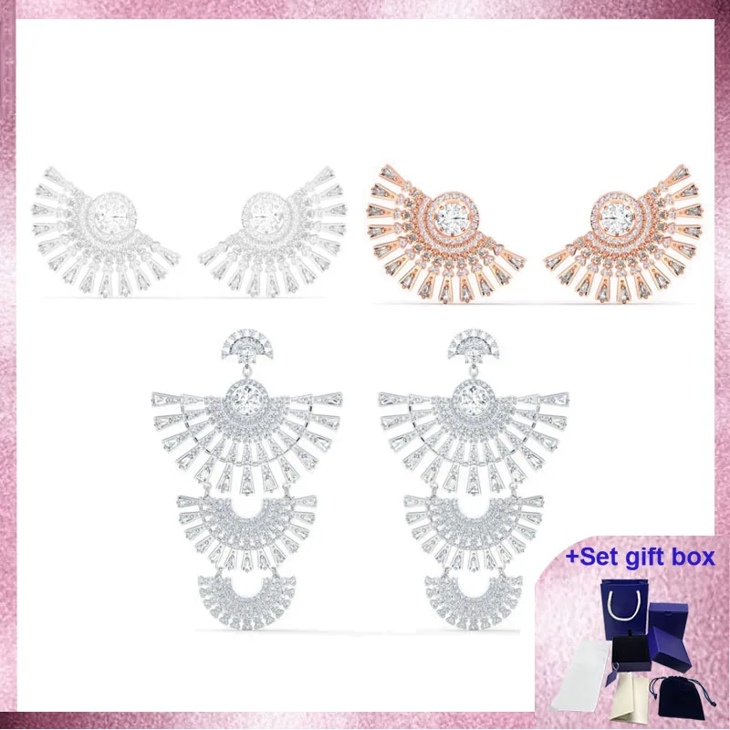 

Высококачественные модные сверкающие серьги-подвески SWA. Изысканная Подарочная коробка из белого розового золота, бесплатная доставка