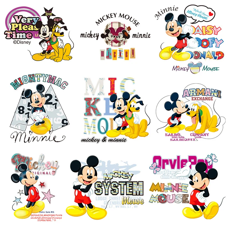 

Cute Disney Anime Minnie Mickey Mouse Patches for Clothes T Shirts Iron-on Transfers for Clothing Heat Transfer Sticker Applique