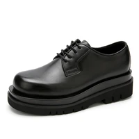 eu size mens pure black flatform high end thick soled lace up height increase shoes cool boys leather oxfords pick me