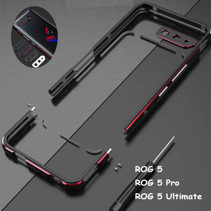 

Hot Aluminum Metal Bumper Case For For ASUS ROG Phone 5 Pro Ultimate Slim Border Cover CASE Len Carmera+Frame Protector