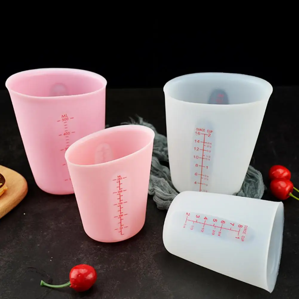 

250/500ML Double Scale Silicone Measuring Cup Long Lasting Eco-friendly Round Edge Kitchen Tools Measure Device Measuring Jug