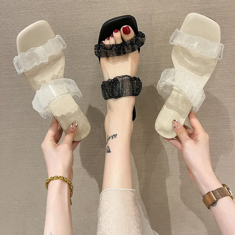 

Sandals and slippers women's new fashion casual transparent crystal heel sandals casual shoes women shoes