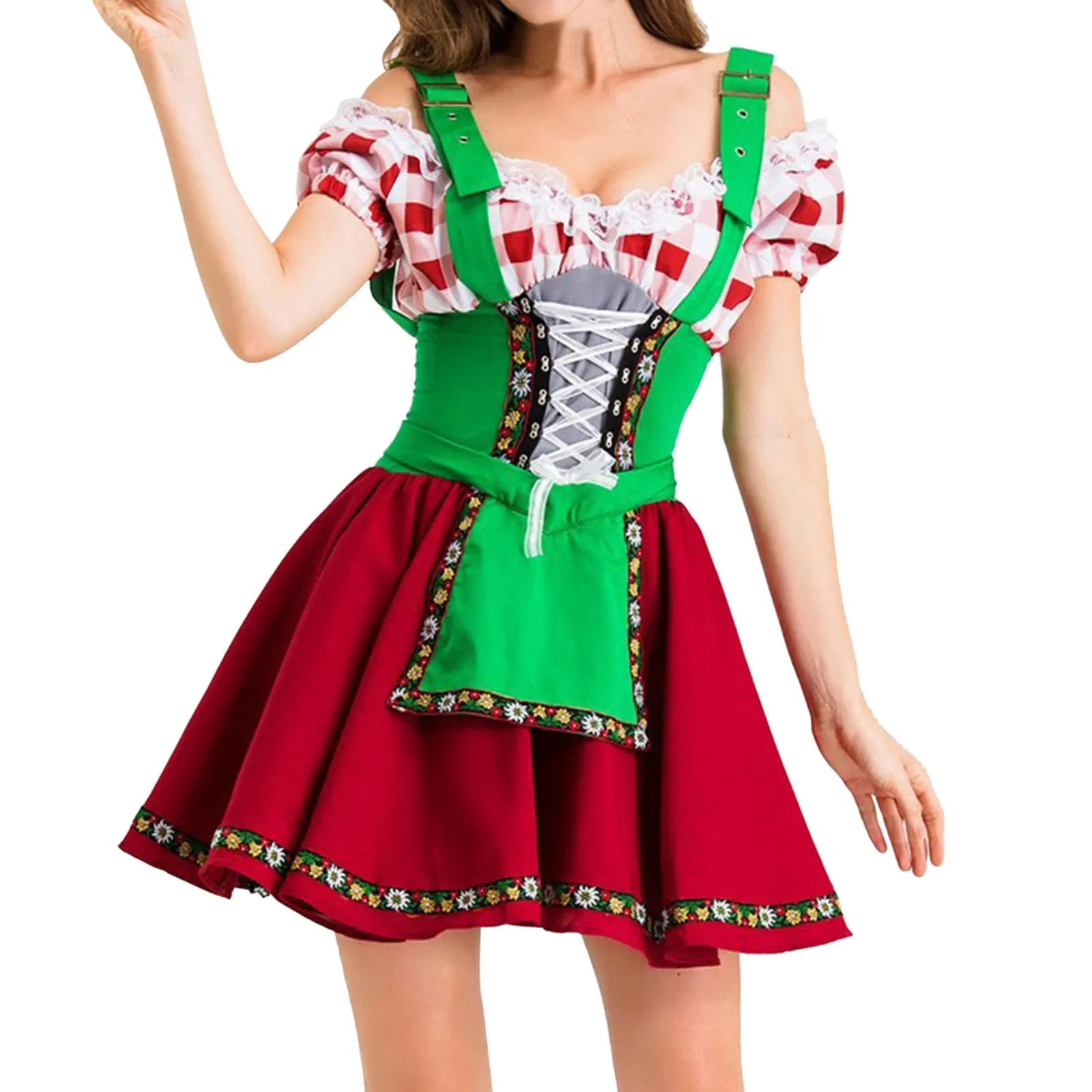 Взрослый женский костюм на Октоберфест стандартный баварийный модный с фартуком