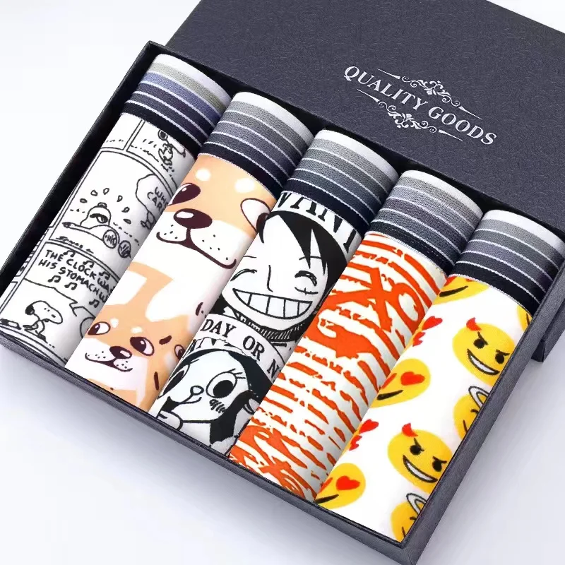 5Pcs/Lot Man Boxers Men's Underwear Boxer Shorts Men's Cartoon Boxer Man Sexy Comfortable Boxer Shorts