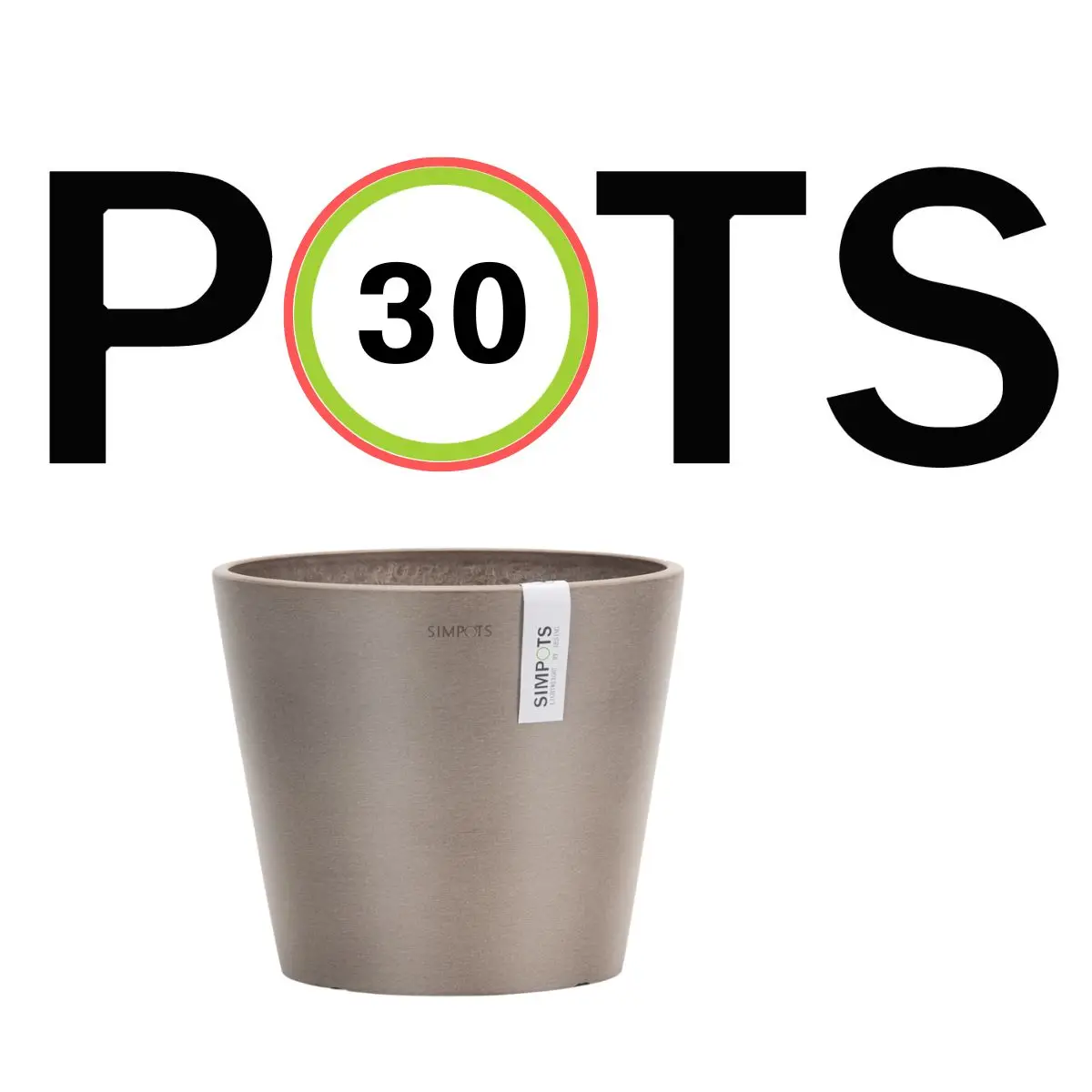

SIMPOTS Y30CM Brown Round Flowerpot Stylish Home Gardening Essential