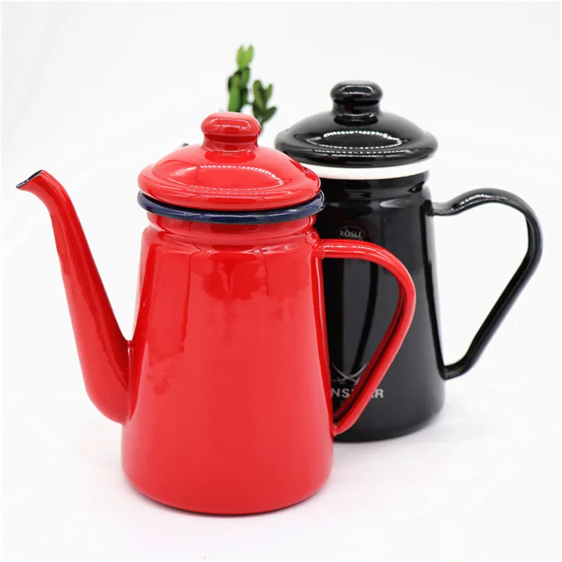 

1.1 liter premium enamel coffee pot poured on the gas stove and induction hob on the milk jug pitcher teapot kettle