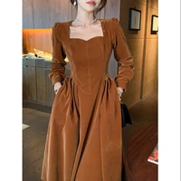 niggeey chic and elegant women dress vintage solid long sleeve midi dress korean style party evening dress gothic prom clothes