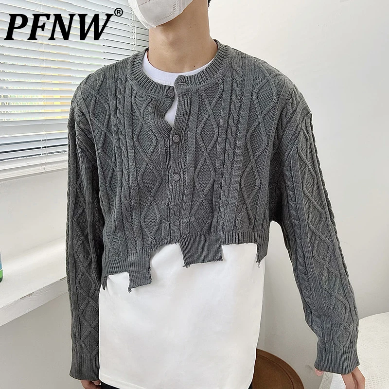 

Мужской пуловер с круглым вырезом PFNW, Повседневный пуловер лоскутного покроя с асимметричным подолом, модель 28A0993 на весну и осень