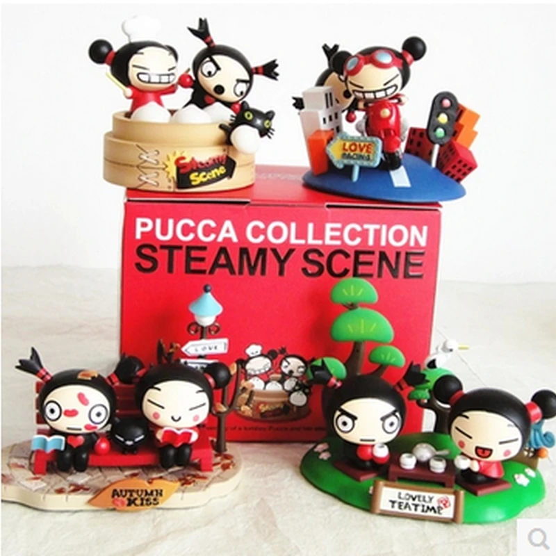 

4pcs Pucca and Garu Decor Pucca and Garu Action Figure Collection Toy Sleeping Pillow Wedding Couple Kids Children Birthday Gift