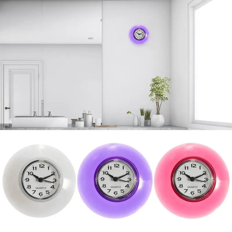 

Waterproof Kitchen Bathroom Clock Silent Non-Ticking Wall Clock Cute Large Wall Mounted Clocks Household Clock With Suction Cups