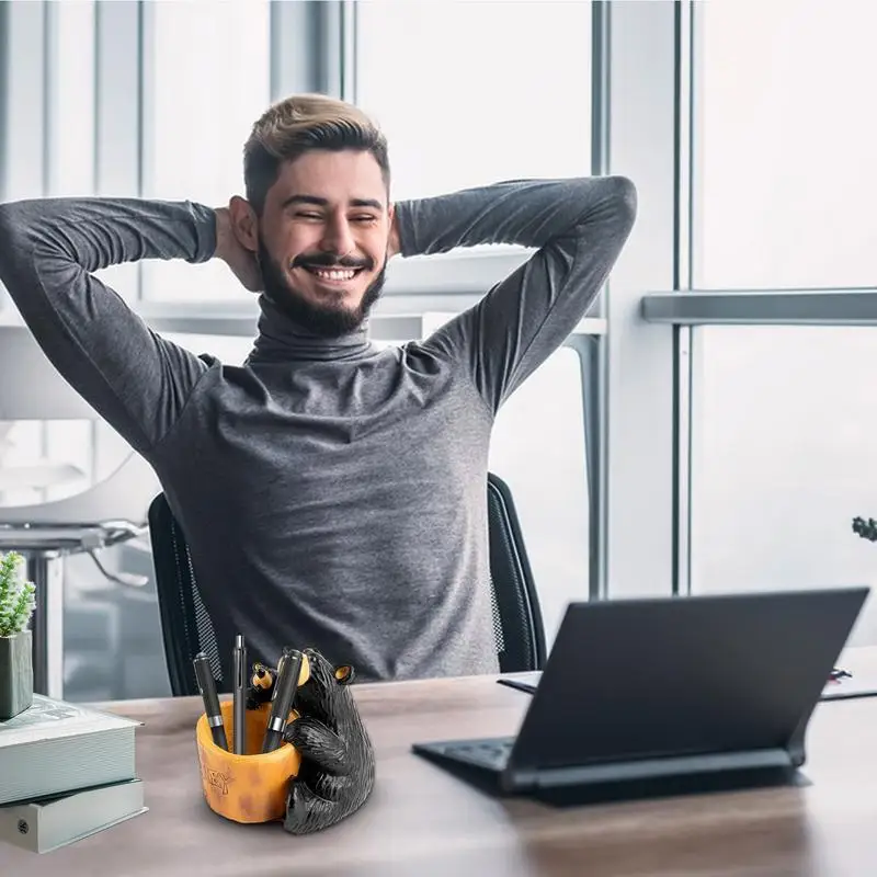 Искусственная статуя стол деревенский Декор салона черный медведь мать ребенок