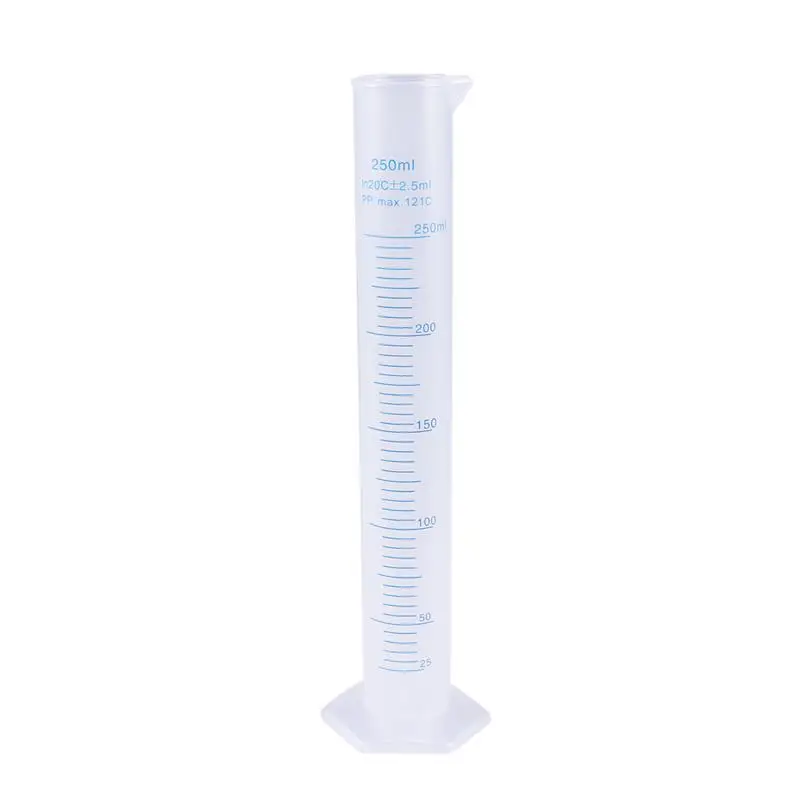 

250ml Transparent Measuring Cylinder Plastic Graduated Cylinder Hexagonal Base (As Shown)