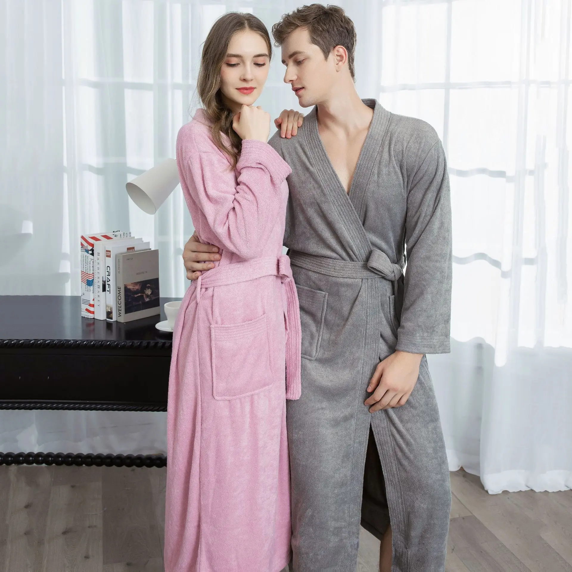 Four Seasons Towel Bathrobe Japanese And Korean Men's and Women's Bathrobe Beauty Salon Hotel Same Style Couple Bathrobe Set