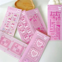 cartoon bear pink bow chain cute stickers idol kid polaroid photo diy collage kawaii stationery decorative sticker scrapbooking