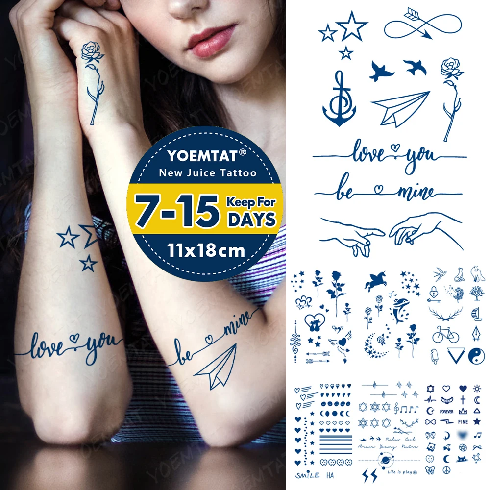 

Semi-Permanent Waterproof Temporary Tattoo Sticker Love Infinity Symbol Genipin Herbal Juice Lasting Ink Fake Arm Tatoo Body Art