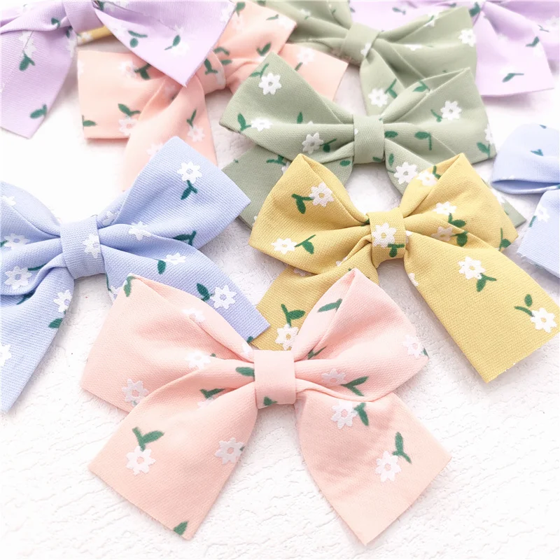

20Pcs Print Flower Bowknot Applique For DIY Baby Hair Clip Hat Headwear Crafts Patches Decor Ornament Clothing Accessories