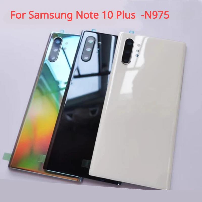 Задняя крышка аккумулятора для Samsung Galaxy Note 10 Plus N975 N975F, 3D стеклянная панель, задняя крышка корпуса камеры, Замена объектива