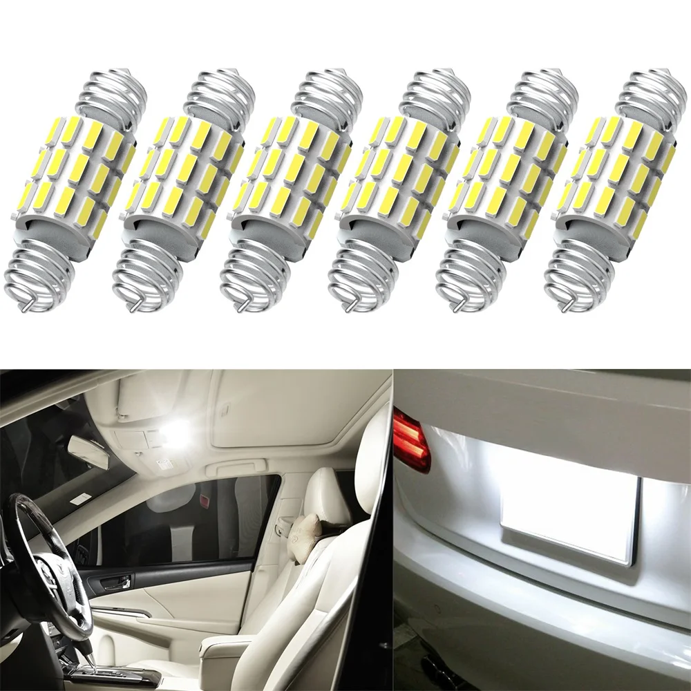 Фото AUXITO 6 шт. светодиодные лампы Festoon C10W C5W 36 мм 31 мм 41 мм Canbus 6500K белые 4014SMD для салона автомобиля: двери, потолок, карта, багажник, лампа для чтения №1